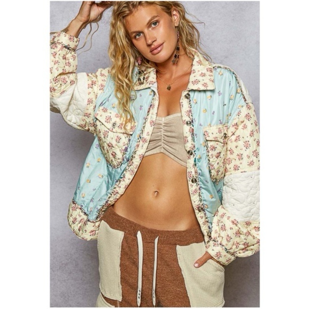 POL FLORAL PATCHWORK QUILTED JACKET SIZE S